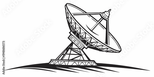 a large satellite dish on a metal stand Vector
