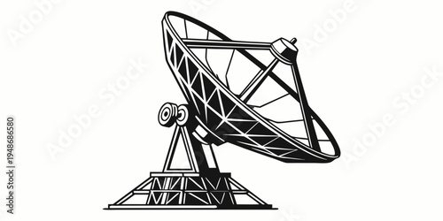a large satellite dish on a metal stand Vector