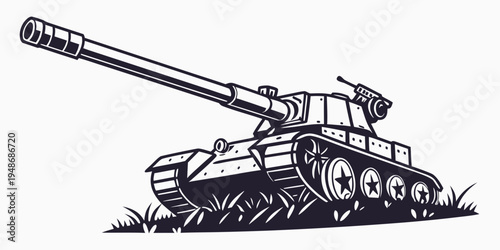 a black and white drawing of a tank Vector