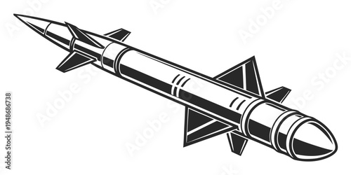 a missile with fins and a pointed tip Vector