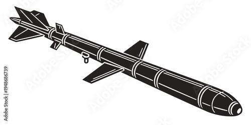 a black and white drawing of a missile Vector