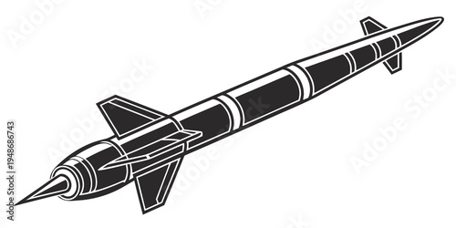 a black and white drawing of a missile Vector