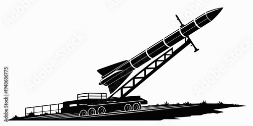 a large missile on a launch pad Vector