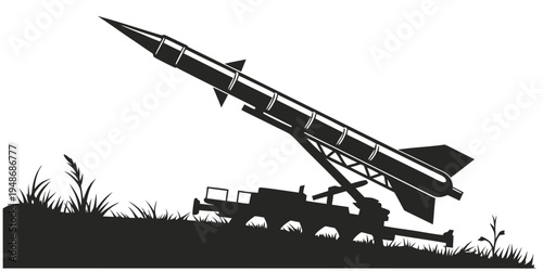 a large missile on a launch vehicle is launching Vector