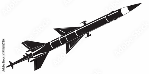 a black and white illustration of a missile Vector