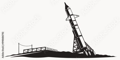 a rocket on a launch pad Vector