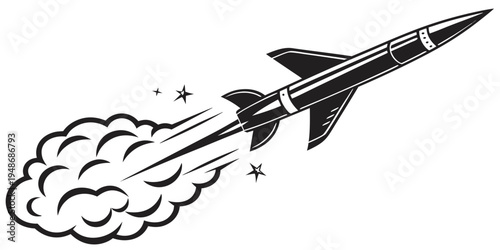 a rocket ship blasting off into the sky Vector