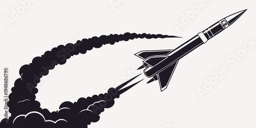 a black and white illustration of a rocket Vector