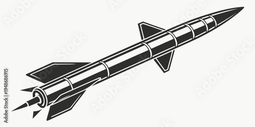 a black and white drawing of a missile Vector