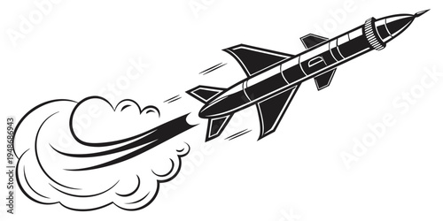 a black and white drawing of a missile Vector