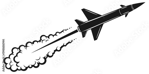 a black and white drawing of a rocket Vector