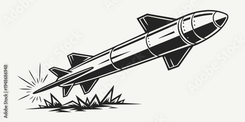 a missile launching into the air with grass beneath it Vector