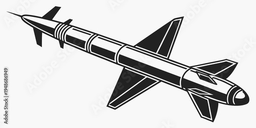 a missile with fins and a pointed tip Vector