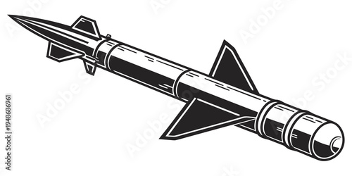 a missile with a pointed tip and fins Vector