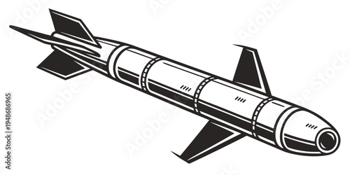 a missile with fins and guidance systems Vector