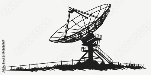 a large satellite dish on a mount Vector