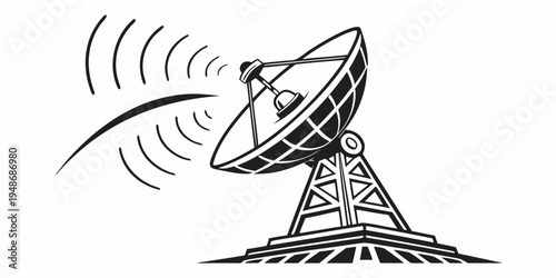 a large satellite dish on a metal tower Vector