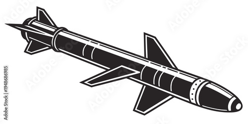 a black and white drawing of a missile Vector