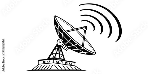 a large satellite dish on a mount Vector