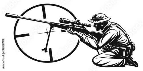soldier aiming a rifle at a target Vector