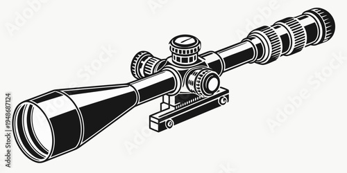 a rifle scope with a black and white design Vector