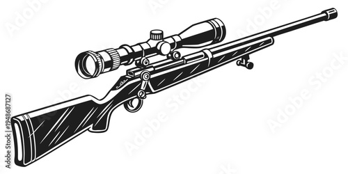 a rifle with a scope on top Vector