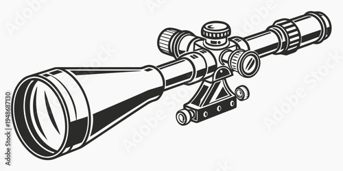 a telescope with a long lens and eyepiece Vector