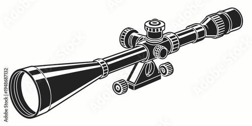 a rifle scope with a large objective lens Vector