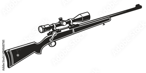 a black and white drawing of a sniper rifle Vector