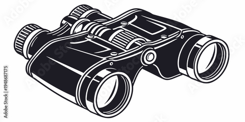 a pair of black binoculars with a detailed design Vector