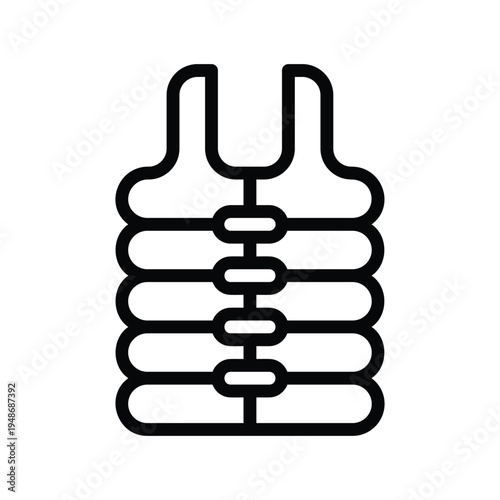 Life Vest Outline Icon for Water Safety and Recreation.