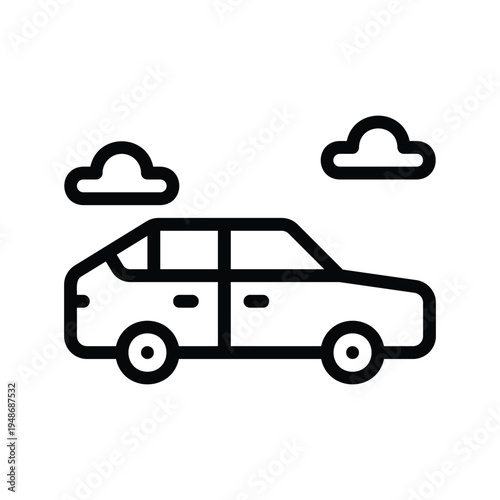 Simple line art illustration of a car with clouds.
