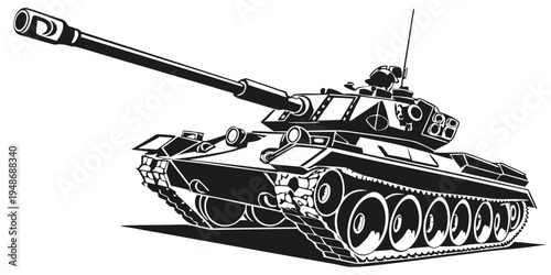 a black and white drawing of a tank Vector