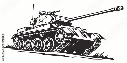 a black and white drawing of a tank Vector