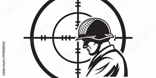 a man wearing a helmet is in the crosshairs Vector