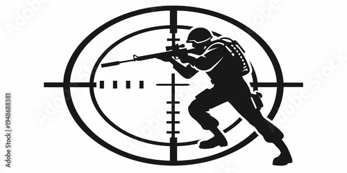 a soldier aiming a rifle from a tactical position Vector