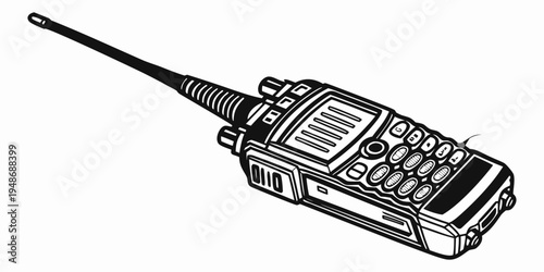 a handheld two way radio with antenna Vector