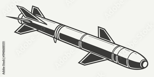a black and white drawing of a missile Vector