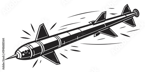 a black and white drawing of a missile Vector
