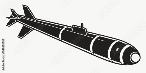 a black and white drawing of a missile Vector