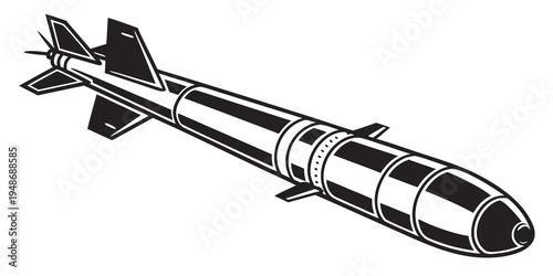 a missile with fins and guidance system Vector