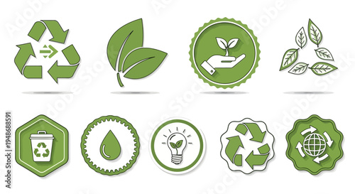 Set of 8 eco friendly icons vector
