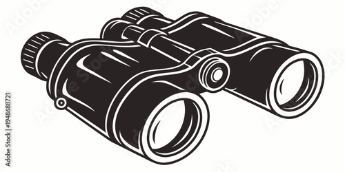 a pair of black binoculars with a detailed design Vector