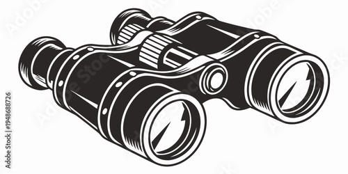 a pair of black binoculars with a detailed design Vector