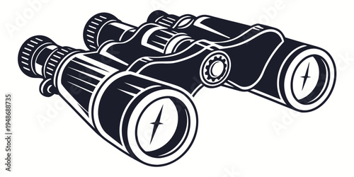 a pair of black binoculars with white accents Vector