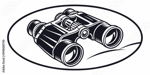 a pair of black binoculars with a strap Vector