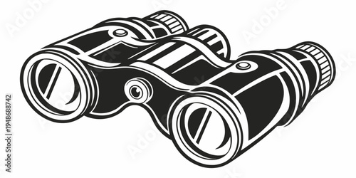 a pair of black binoculars with a strap Vector