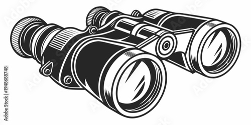 a pair of black binoculars with a detailed design Vector