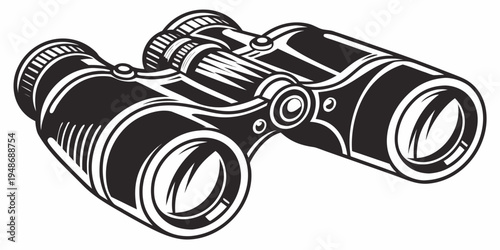 a pair of black binoculars with a detailed design Vector