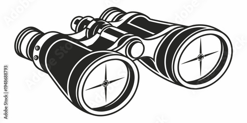 a pair of black binoculars with a crosshair on each lens Vector